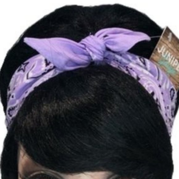 Lavender Paisley Rockabilly Bandana Tie Headband - Picture 9 of 13